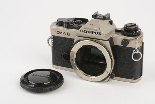EXC+ OLYMPUS OM-4 35mm SLR, CAP, STRAP, FULLY TESTED, NEW SEALS, NICE!