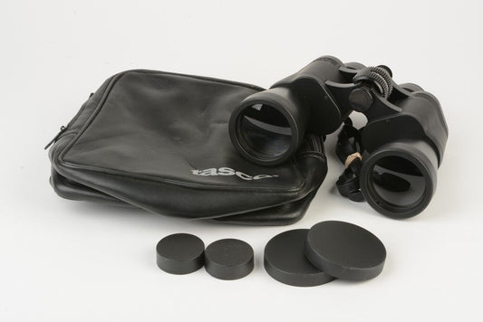 EXC++ TASCO 10x50 BINOCULARS #2023 BRZ WIDE ANGLE, VERY CLEAN, TESTED, CASE+CAPS