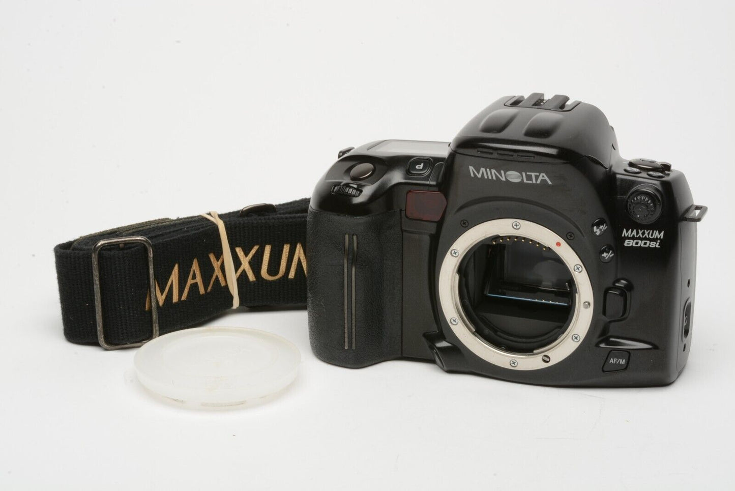 EXC++ MINOLTA MAXXUM 800si 35mm CAMERA BODY ONLY, CAP+STRAP, TESTED, GREAT!
