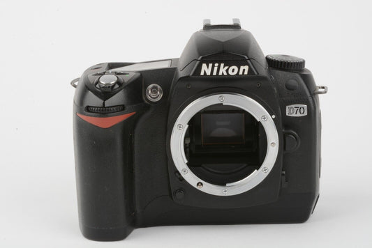 Nikon D70 6.1MP Digital Body, Batt+charger+strap+book+1GB CF, 16093 Acts!