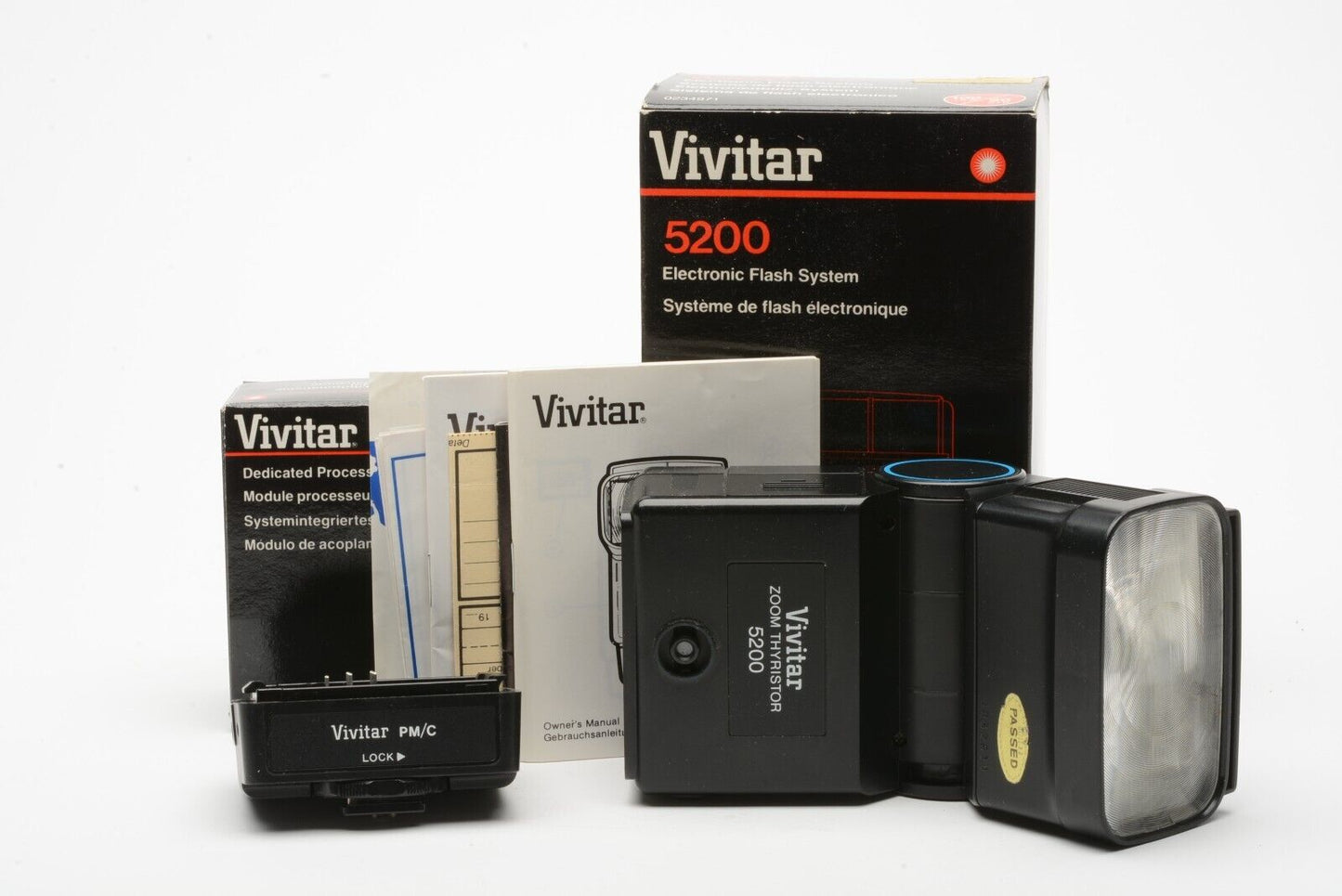 EXC+++ VIVITAR 5200 SHOE MOUNT FLASH WITH DEDICATED CANON MOUNT, BOXED