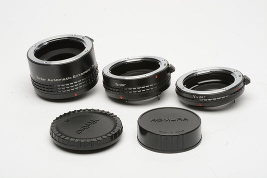 MINT- VIVITAR AT-22 EXTENSION TUBE SET 12/20/36mm PENTAX K-MOUNT w/CAPS