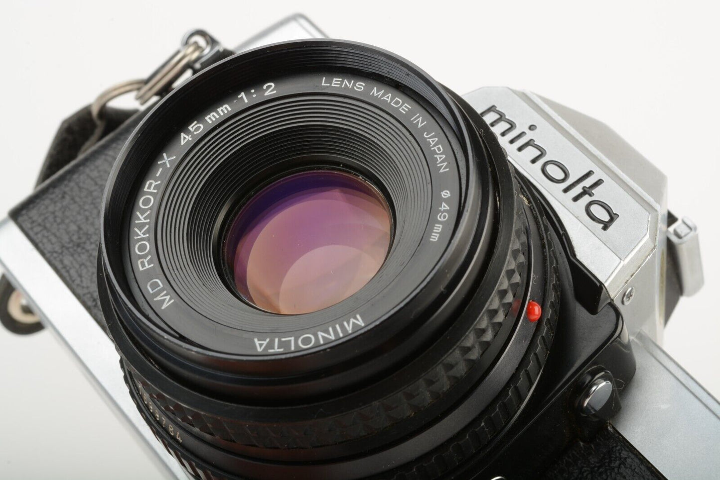 Minolta XG-1 35mm SLR w/45mm f2 Pancake lens, new seals, strap, case, tested