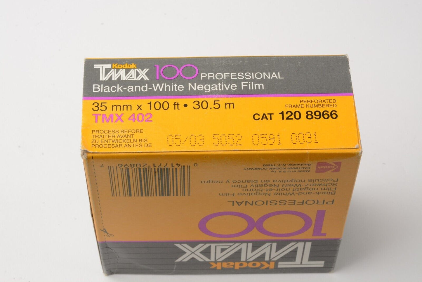 KODAK TMX 402 35mm 100 FEET 100 ASA B&W FILM EXPIRED 05/03 SEALED BOX