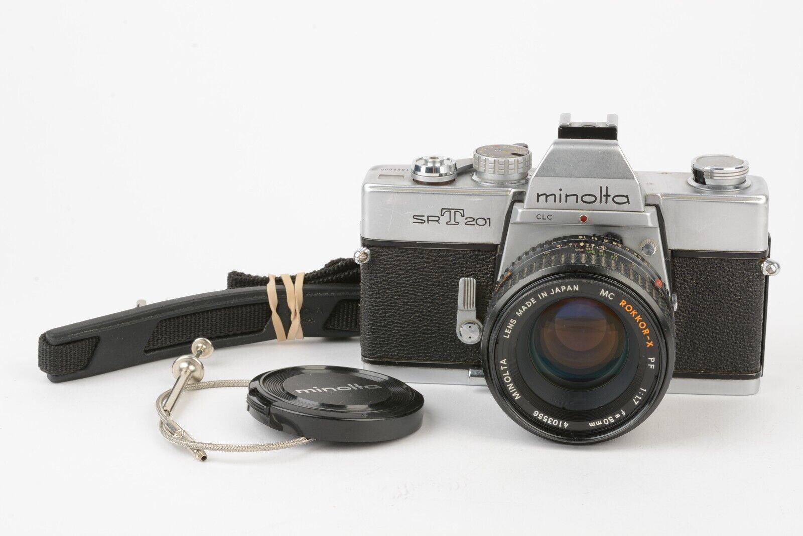 EXC++ MINOLTA SRT 201 35mm SLR w/50mm F1.7 PRIME LENS, STRAP, CAP