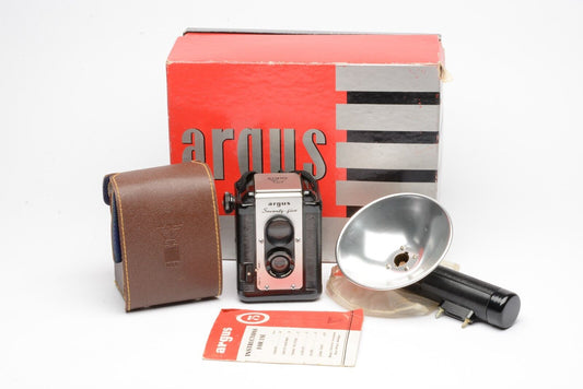 Argus 75 Camera in box w/Flash reflector, case, and instruction manuals, very clean