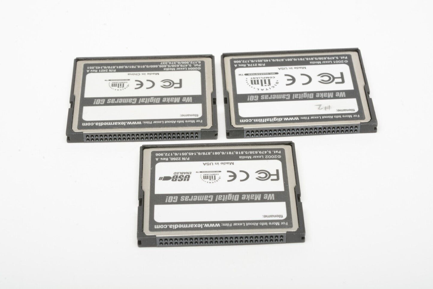 Set of 3 Ritz (Lexar) Compact Flash (CF) Memory Cards in wallet 2X 512MB, 1X 256MB