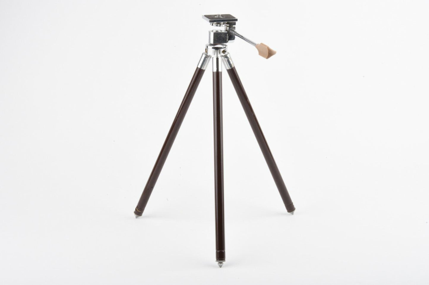 Brown Tripod w/ Pan Head 5 Section 13.5" Folded ~35" Expanded + case, Vintage