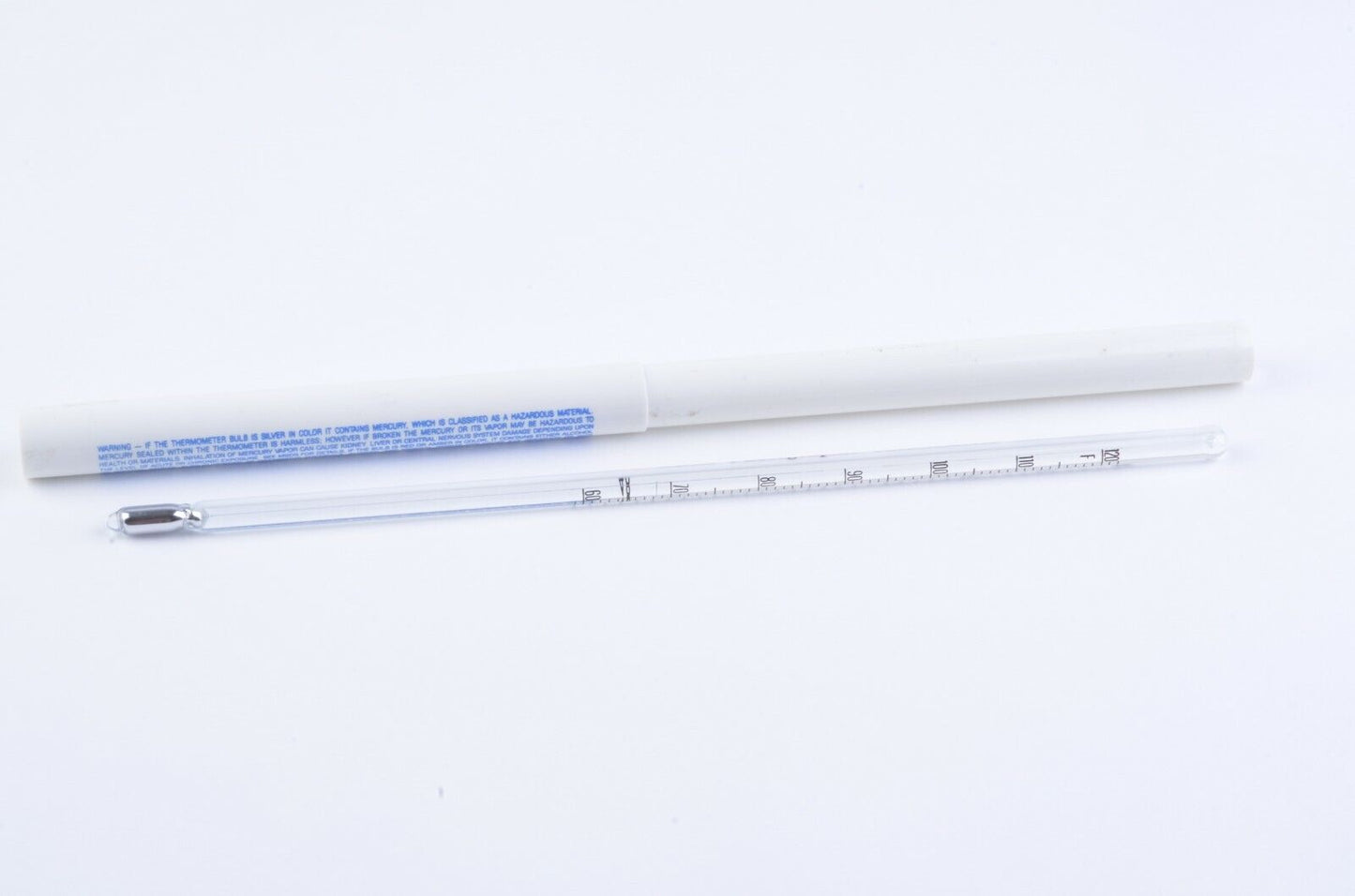 VERY CLEAN & TESTED 60-120 DEGREE F BRANNAN PHOTO GLASS THERMOMETER, BOXED 9"