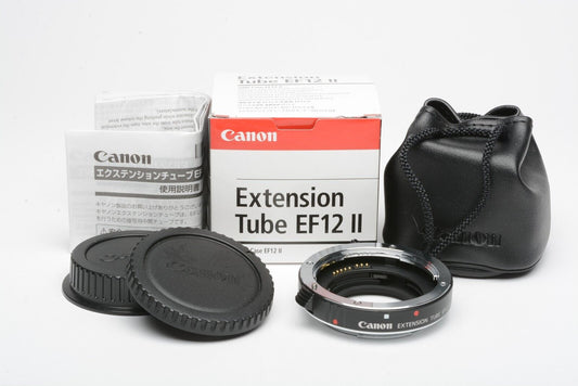 Canon EF12 II Extension tube w/caps, pouch, boxed, barely used, Mint-