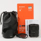MINT SONY ZEISS SONNAR T* FE 55mm F1.8 ZA LENS, BOXED, USA, POUCH, HOOD, CAPS