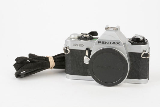 EXC++ PENTAX MG 35mm SLR CHROME BODY, STRAP+CAP+NEW SEALS, NICE