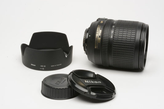 Nikon AF-S Nikkor 18-105mm F3.5-5.6G ED VR Zoom Lens, Hood + Caps, Clean!