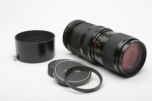 EXC++ VIVITAR 75-205mm F3.8 TWO TOUCH CLOSE FOCUSING LENS, PENTAX PK MOUNT +HOOD