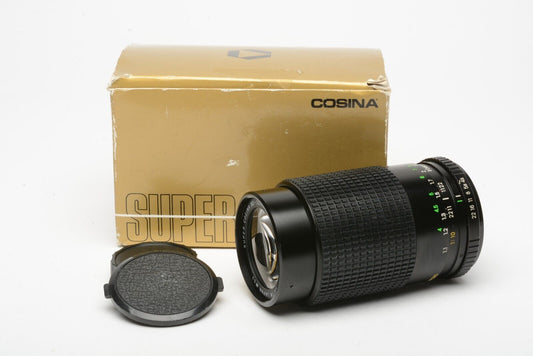 MINT- BOXED SUPER COSINA 80-200mm f4.5-5.6 MC MACRO ZOOM LENS PENTAX M42 MOUNT