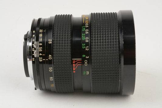 EXC. ACCESS P-MC 28-70mm f2.8-4.2 MACRO ZOOM LENS FOR NIKON AI-S MOUNT, CAPS+UV