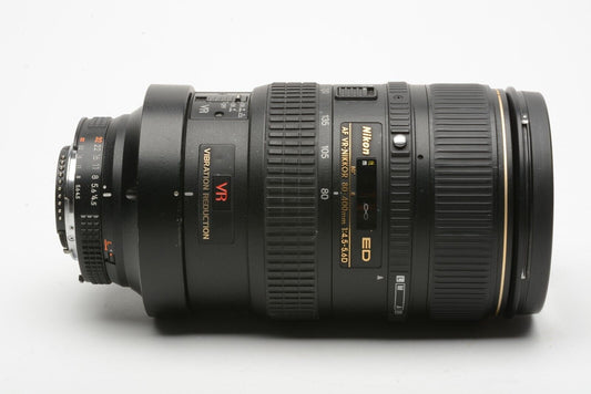 Nikon Nikkor AF 80-400mm f4.5-5.6D ED VR zoom, clean & sharp! +UV and lens hood