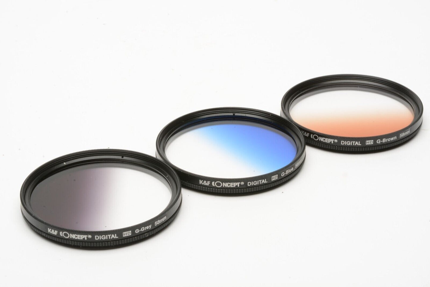 EXC++ K&F CONCEPT 55mm GRADUATED HD FILTERS (BROWN, BLUE, ND GRAY) IN CASES