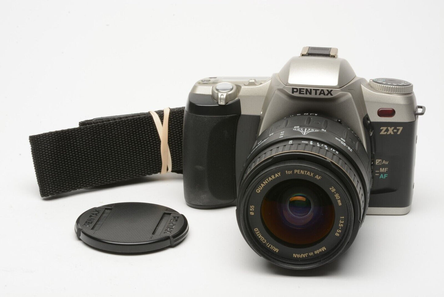 Pentax ZX-7 QD 35mm SLR w/Sigma 28-90mm F3.5-5.6 zoom, strap, cap, tested, nice