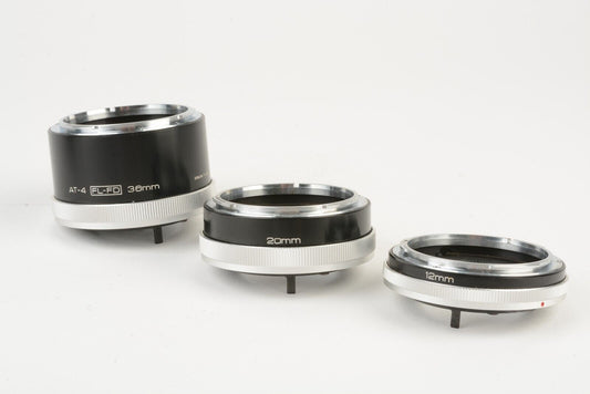 Vivitar FL/FD AT-4 Automatic Extension Tube Set 12,20,36mm Set Canon FD