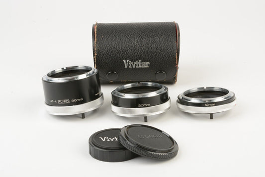 Vivitar FL/FD AT-4 Automatic Extension Tube Set 12,20,36mm Set Canon FD