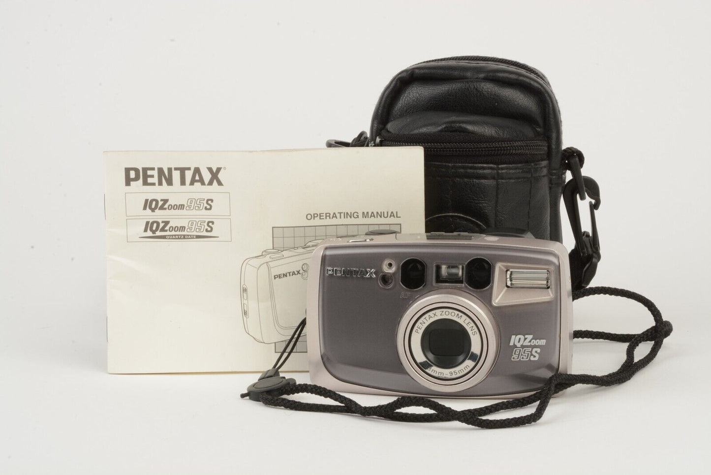EXC++ PENTAX IQZOOM 95s 35mm POINT & SHOOT w/38-95mm ZOOM, CASE+MANUAL, TESTED