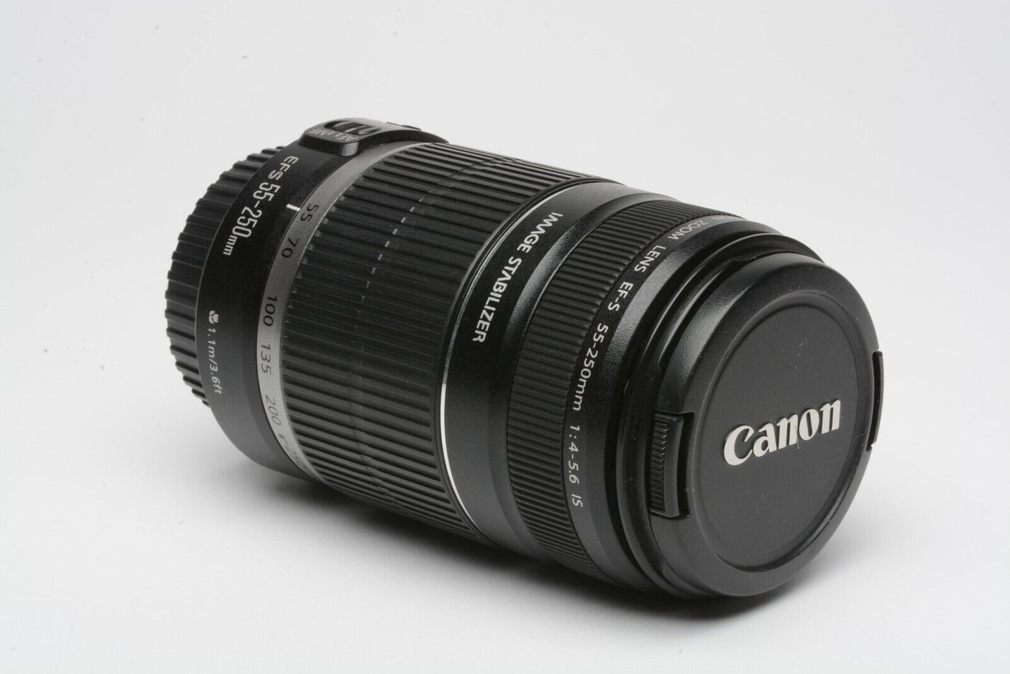 MINT- CANON EF-S 55-250mm f4-5.6 IS ZOOM LENS, CAPS, VERY CLEAN
