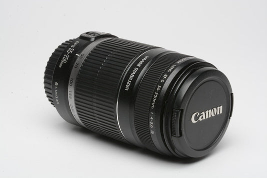 Canon EF-S 55-250mm f4-5.6 IS Zoom lens, caps, very clean, Mint-