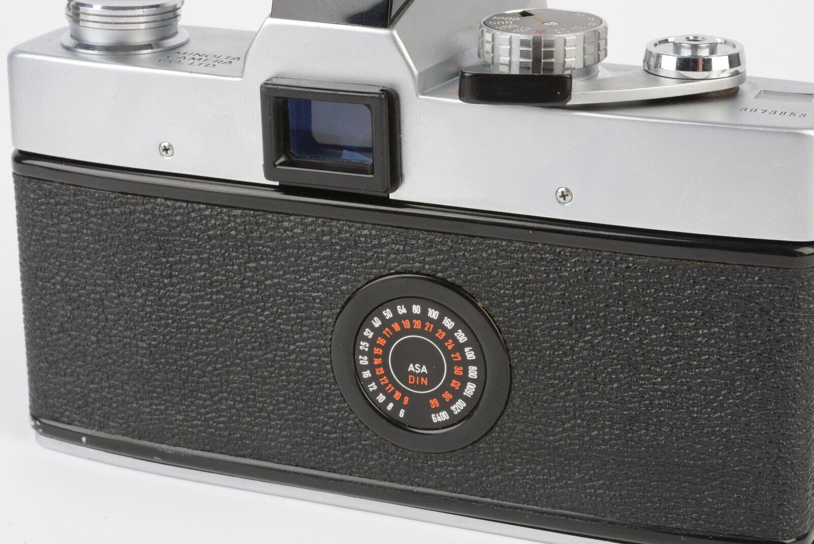 Minolta SRT 303 Chrome 35mm SLR w/Rokkor-PF 50mm F1.4, case, strap, new  seals, box