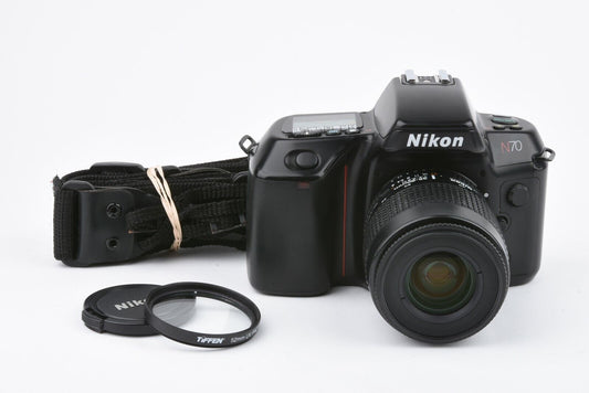 Nikon N70 35mm SLR w/AF 35-80mm F4-5.6D zoom lens, strap+UV