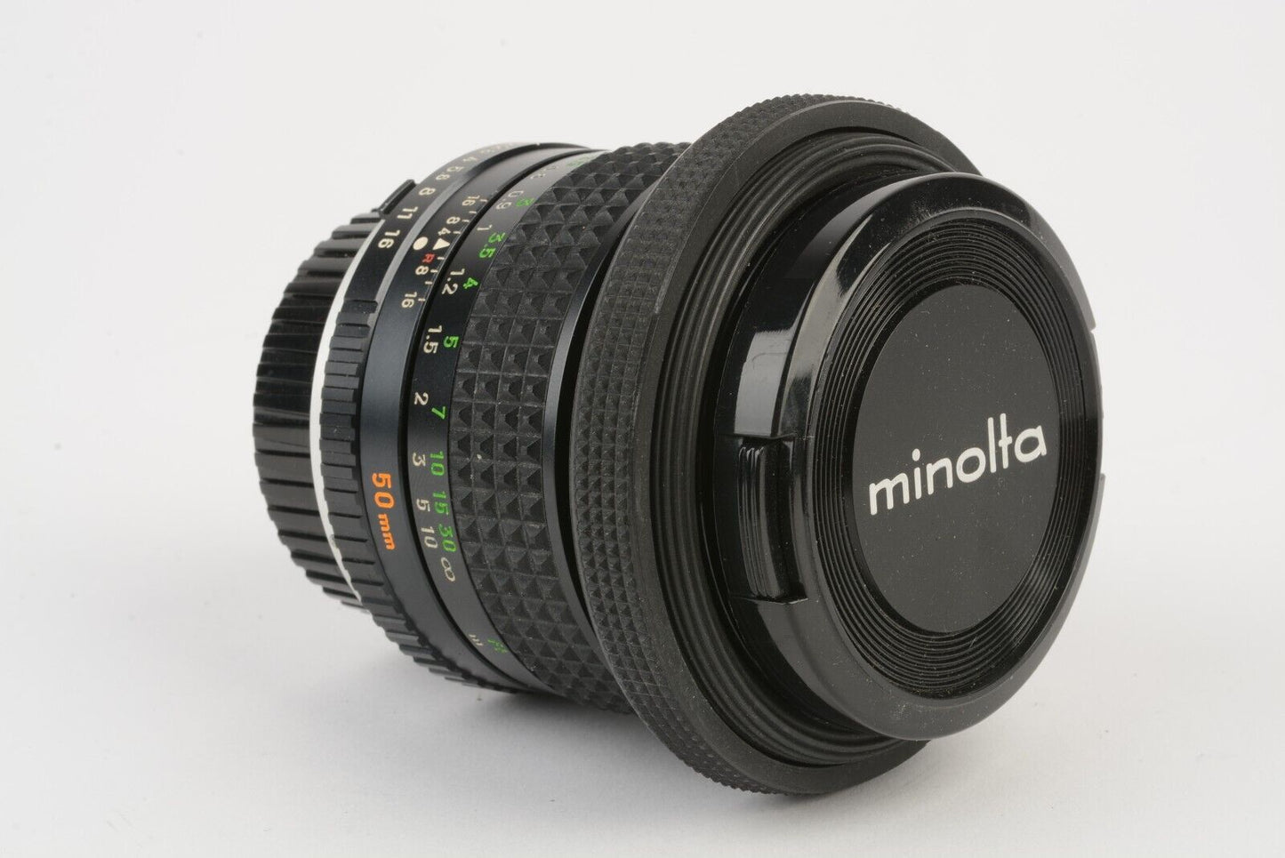 EXC++ MINOLTA MC ROKKOR-X 50mm F1.4 LENS FOR MD MOUNT, CAPS, HOOD, 1A, SHARP!