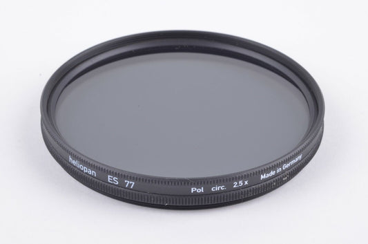 MINT- HELIOPAN ES77 77mm SCREW-IN CIRCULAR POLARIZING FILTER 2.5X, JEWEL CASE