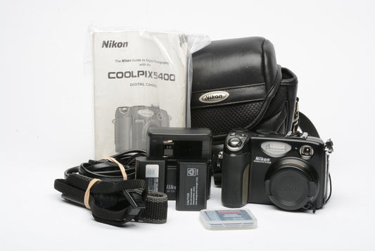 Nikon Coolpix 5400 5.1MP Digital Point&Shoot, 2 Batts+charger+CF+case tested