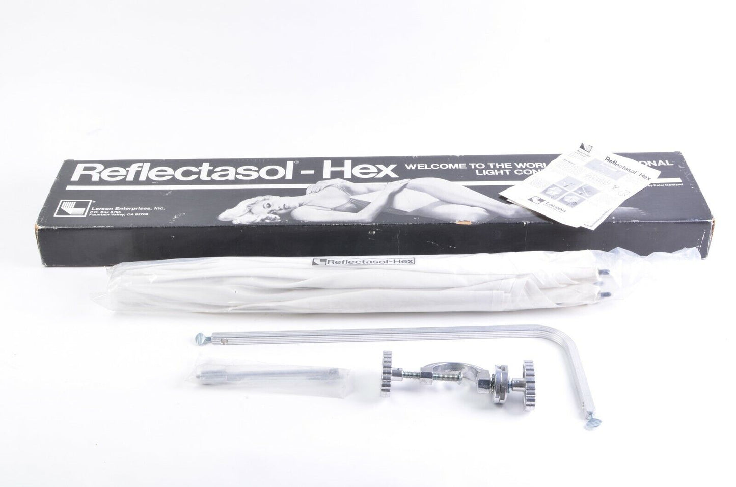 EXC++ LARSON REFLECTASOL-HEX SILVER 52" SRH52C UMBRELLA COMPLETE IN BOX
