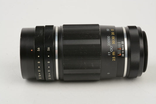 Asahi Pentax Tele-Takumar 200mm F5.6 M42 Screw Mount Lens w/ case+caps+hood