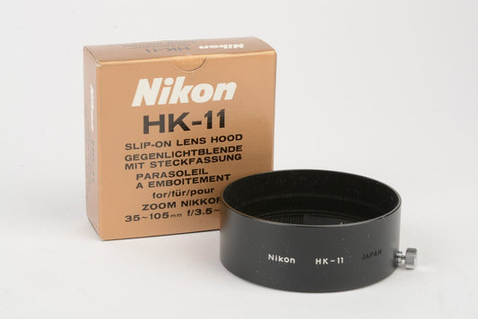 NEW NIKON CLAMP-ON LENS SHADE/HOOD HK-11 FOR 35-105mm f3.5-4.5, BOX