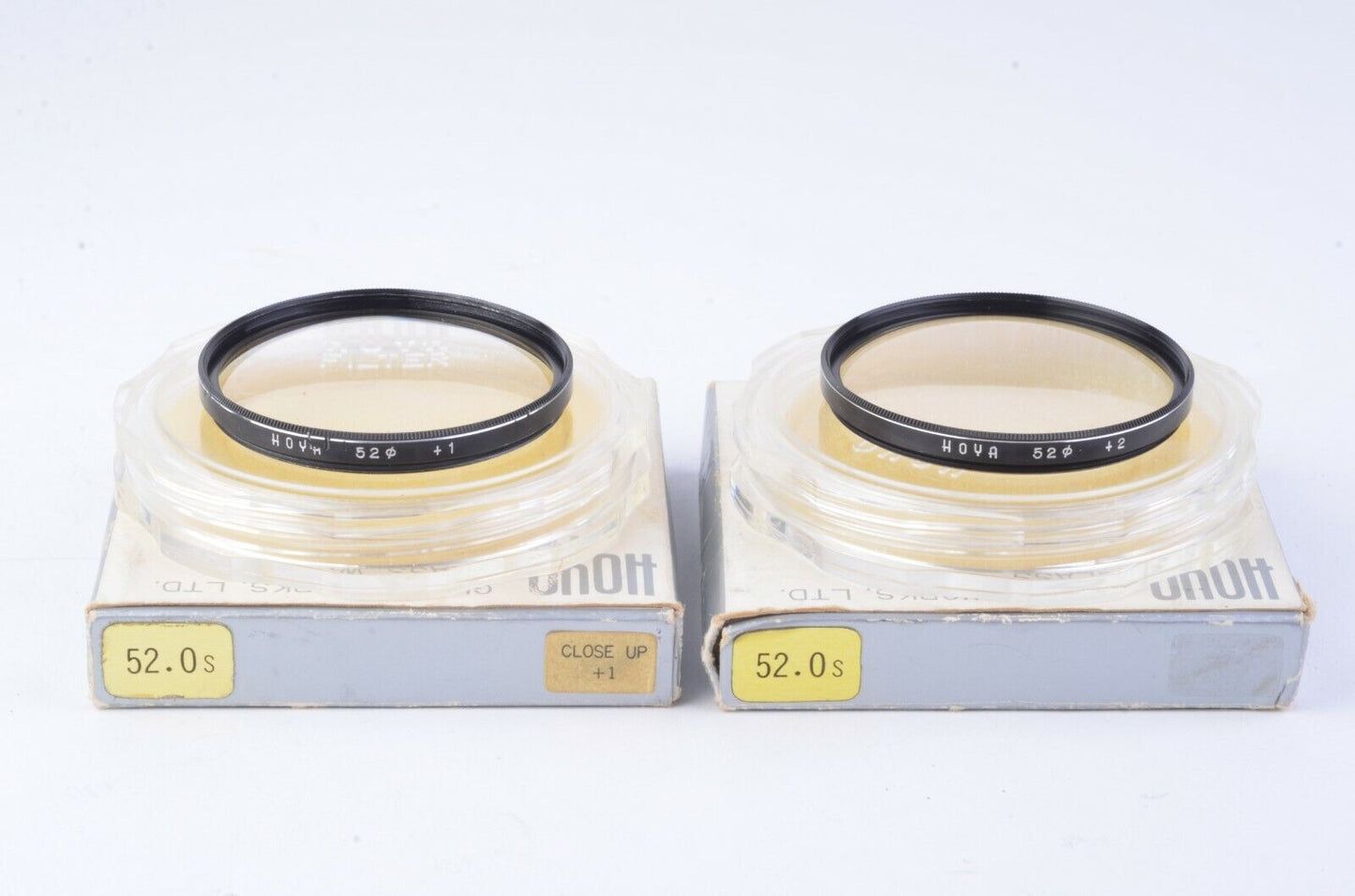 Set of 2 Hoya 52mm Close-Up #1 & #2 Filters in boxes & cases, very clean