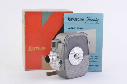 EXC++ KEYSTONE K-20 8mm MOVIE FILM CAMERA, BOXED, INSTRUCTIONS