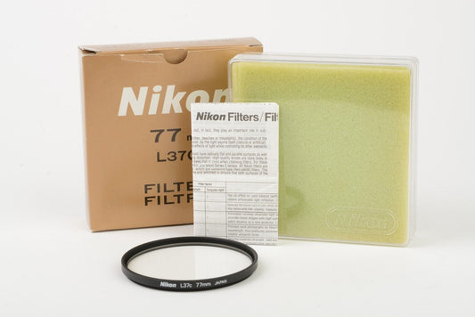 MINT- NIKON 77mm L37C UV FILTER + JEWEL CASE + BOX