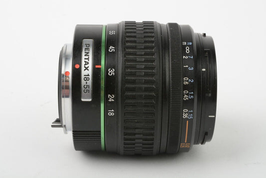 MINT- PENTAX-DA SMC 18-55mm f3.5-5.6 AL AF ZOOM LENS, CAPS, VERY CLEAN