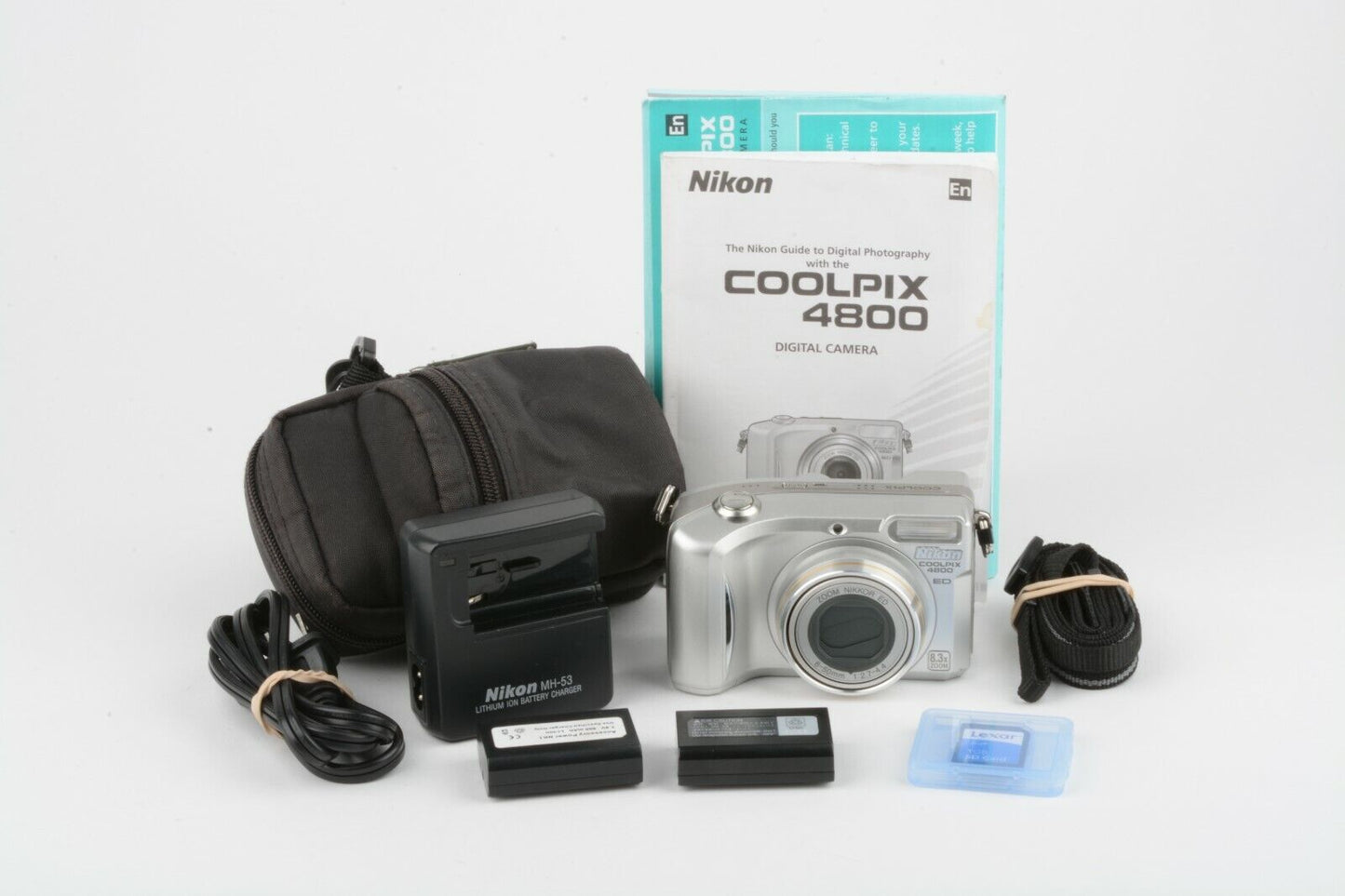 EXC++ NIKON COOLPIX 4800 4MP w/2BATTS, CHARGER, CASE, STRAP, TESTED, NICE