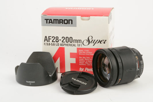 EXC++ TAMRON 28-200mm f3.8-5.6 LD AF MACRO ASPH. IF LENS PENTAX PK MOUNT 171D