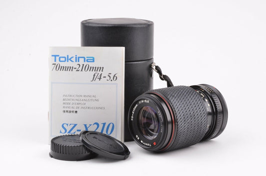 EXC++ TOKINA MF 80-200mm f4-5.6 COMPACT ZOOM LENS, CAPS, CANON FD MOUNT + CASE