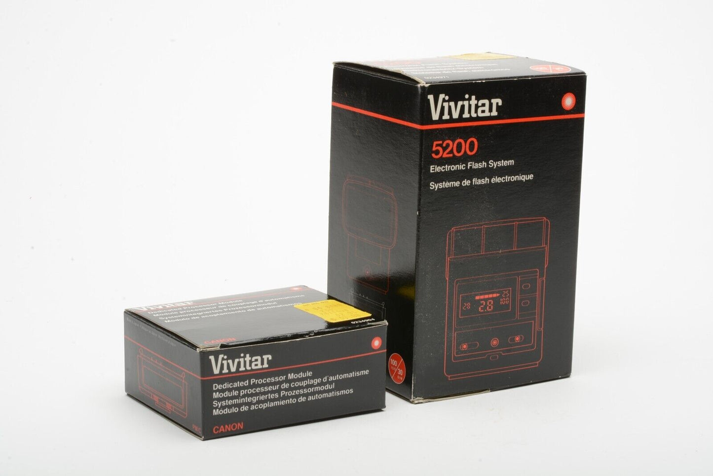 EXC+++ VIVITAR 5200 SHOE MOUNT FLASH WITH DEDICATED CANON MOUNT, BOXED