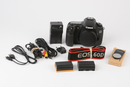 Canon EOS 60D 18MP DSLR body, 2batts+AC/DC charger+remote, only 15K Acts!