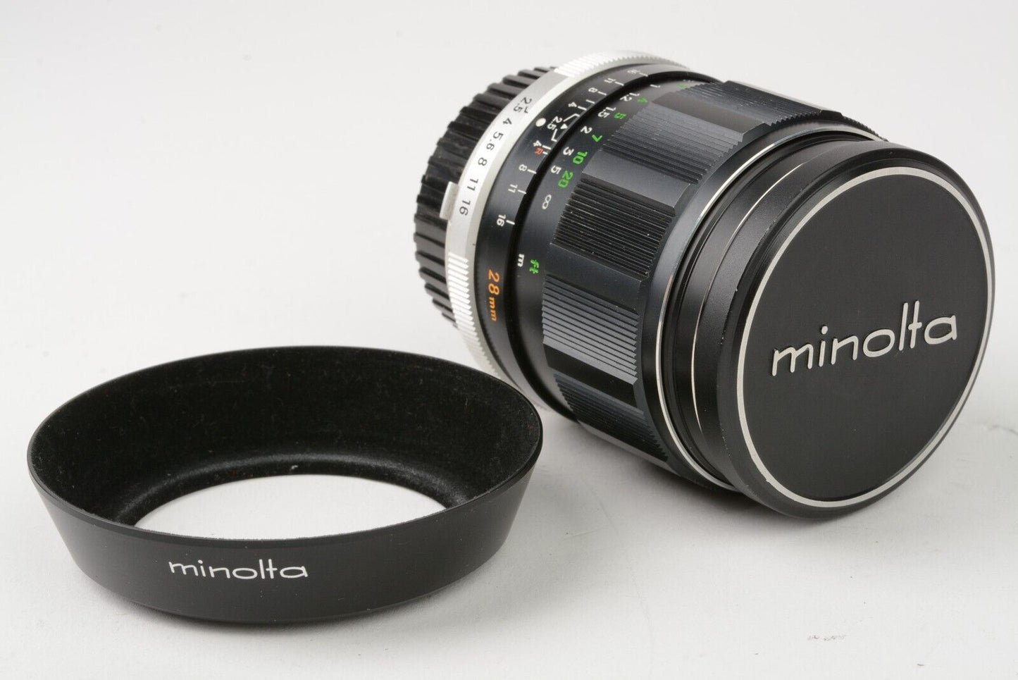 Minolta MC W.Rokkor-X SI 28mm F2.5 Lens for MD Mount, Caps, Hood, Sharp!