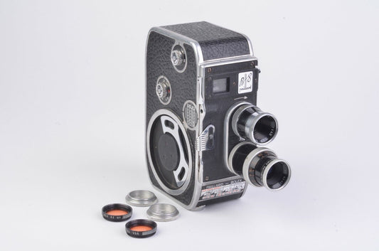 Bolex Paillard B8 8mm Movie Camera w/ Kern 36mm & 12.5mm Lenses, Caps, *Read