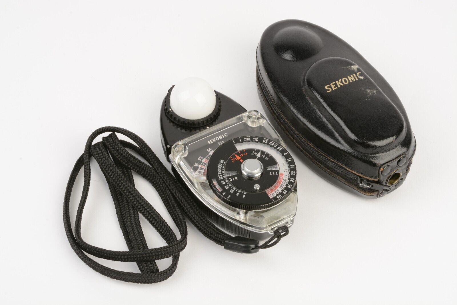 EXC+++ SEKONIC L-28C2 INCIDENT LIGHT METER, DISCS, CASE, STRAP