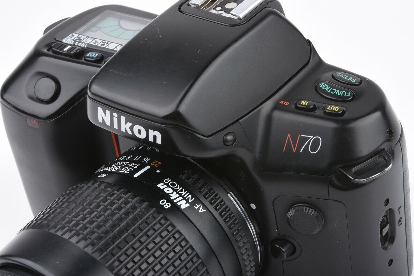 Nikon N70 35mm SLR w/AF 35-80mm F4-5.6D zoom lens, strap+UV