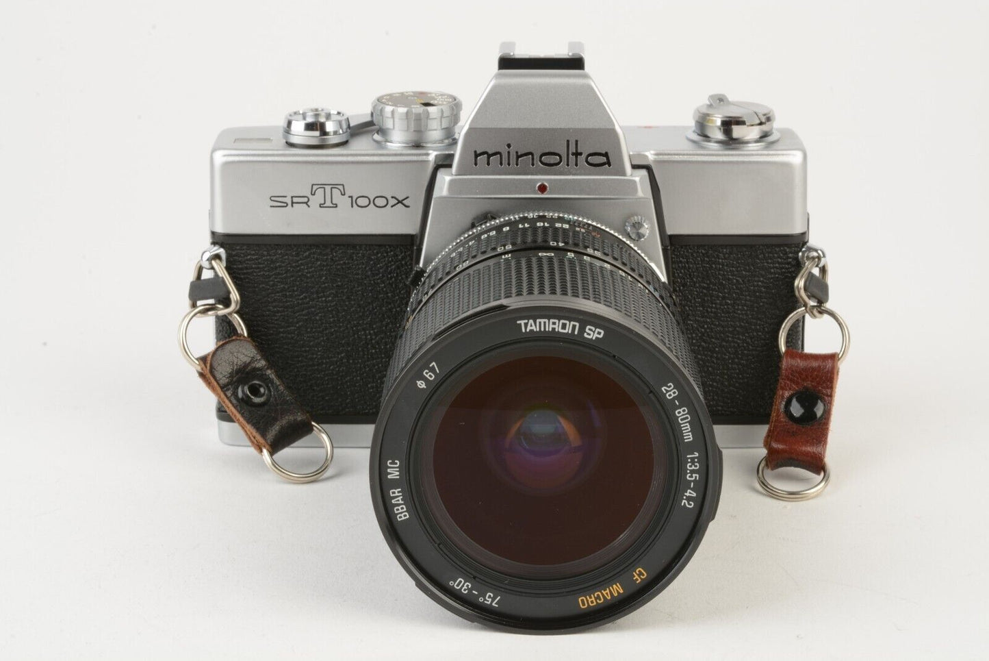 EXC+++ MINOLTA SRT 100X 35mm SLR w/TAMRON 28-80mm, NEW SEALS, TESTED, ACCURATE
